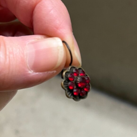Vtg. Kenny Ma San Francisco Ruby Swarovski Crystal French Hook Pierced Earrings - Picture 4 of 8